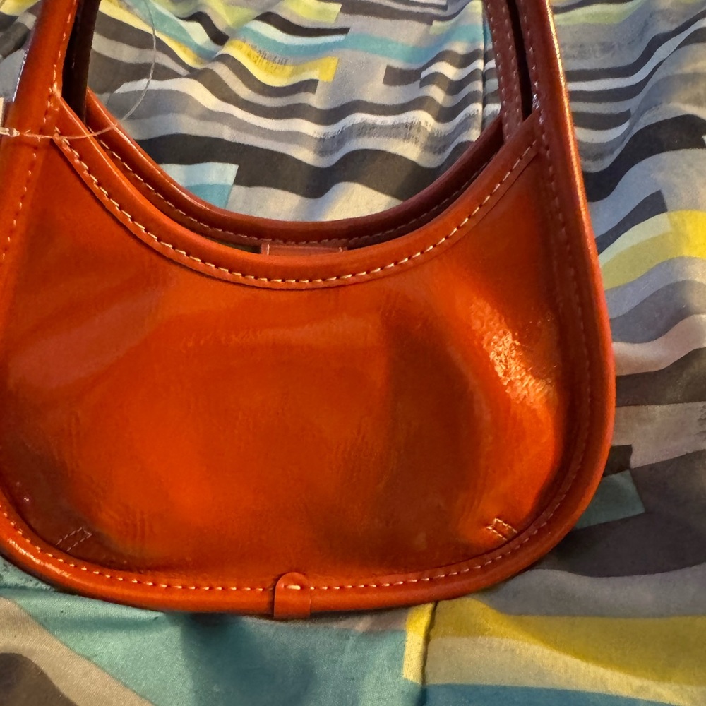 NWT Coach Coachtopia Patent Leather Deep Orange Mini Ergo Bag